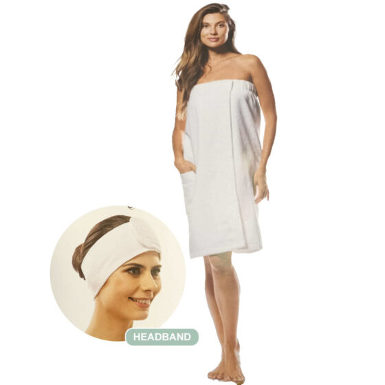 Spa Wrap Gown with Pocket & FREE Headband